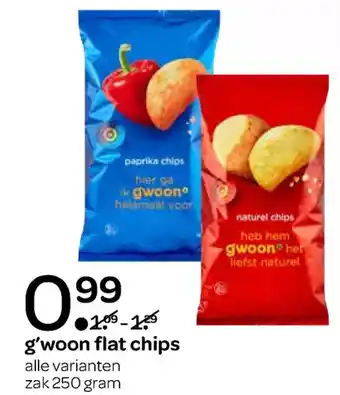 Spar G'woon flat chips 250 gram aanbieding