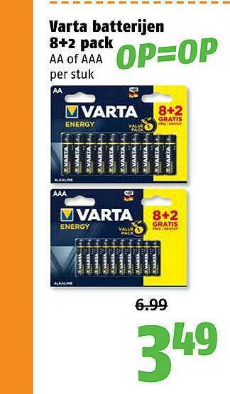 Poiesz Varta batterijen 8+2 pack aa of aaa aanbieding