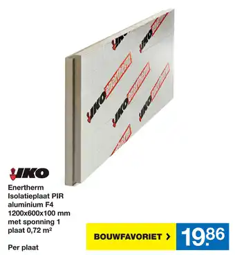 BOUWMAAT Enertherm Isolatieplaat PIR aluminium F4 1200x600x100 mm met sponning 1 plaat 0,72 m2 aanbieding