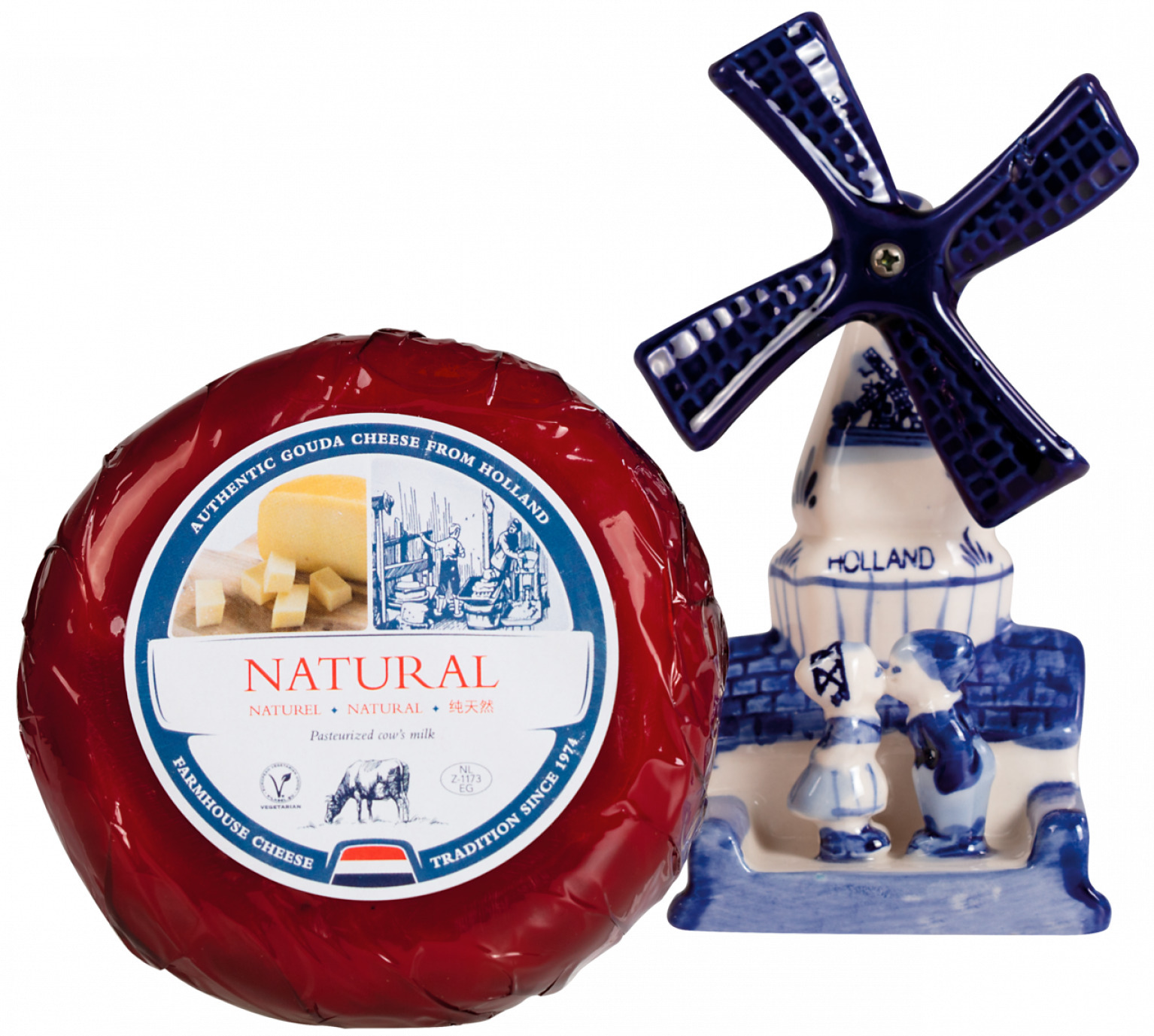 Baby gouda cheese gift with mill aanbieding bij Schiphol