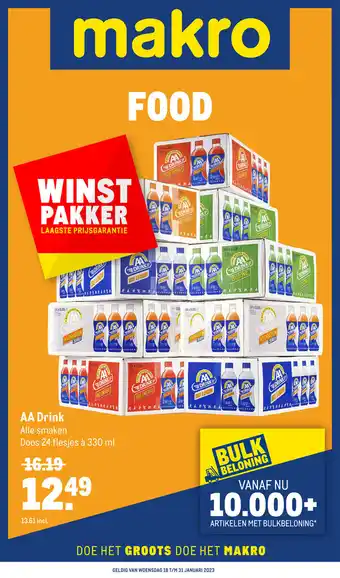 Makro AA Drink 24 flesjes a 330 ml aanbieding