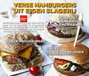 Vomar Voordeelmarkt Black angusburger, smokey runderhamburger of runderhamburger amerikaans aanbieding