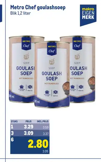 Makro Metro Chef goulashsoep 1,2 liter aanbieding