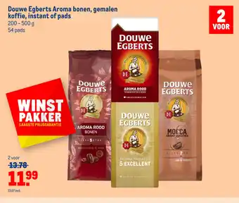 Makro Douwe Egberts Aroma bonen, gemalen koffie, instant of pads 200 - 500 g aanbieding