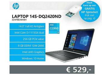 Informatique Hp laptop 14S-dq2420nd 3d4p8ea#abh aanbieding