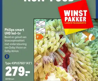 Makro Philips smart UHD led-tv 43" aanbieding