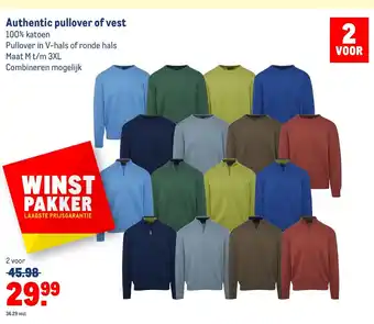 Makro Authentic pullover of vest M t/m 3XL aanbieding