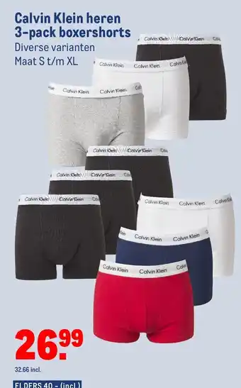 Makro Calvin Klein heren 3-pack boxershorts S tm XL aanbieding