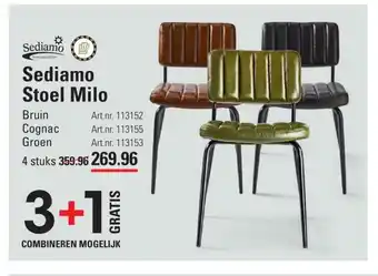 Sligro Sediamo stoel milo 4 stuks 3+1 gratis aanbieding