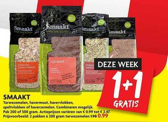 Dekamarkt Smaakt tarwezemelen, havermout, havervlokken, speltvlokken of haverzemelen aanbieding