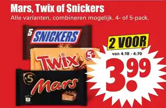 Dirk Mars,Twix of Snickers 2 st aanbieding