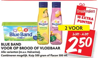 Dekamarkt Blue Band voor op brood of vloeibaar 500ml/500g aanbieding