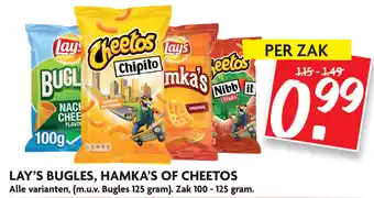 Dekamarkt Lay's Bugles, Hamka's of Cheetos 100-125g aanbieding