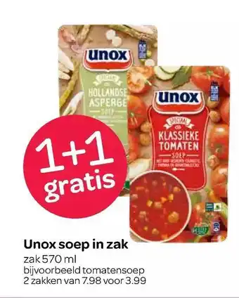 Spar Unox soep in zak aanbieding