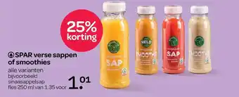 Spar Spar verse sappen of smoothies aanbieding