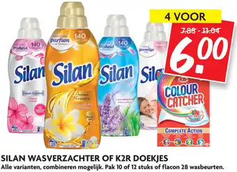 Dekamarkt Silan wasverzachter of K2R doekjes aanbieding