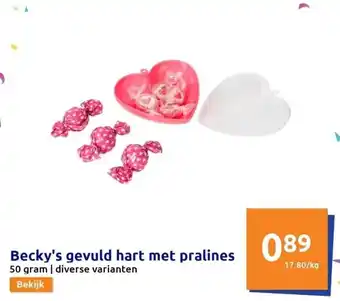 Action Becky's gevuld hart met pralines aanbieding