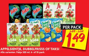 Dekamarkt Appelsientje, Taksi of Dubbeldrank 200ml 6-/10-pack aanbieding