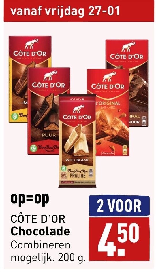 Cote d'or chocolade 200g aanbieding bij ALDI