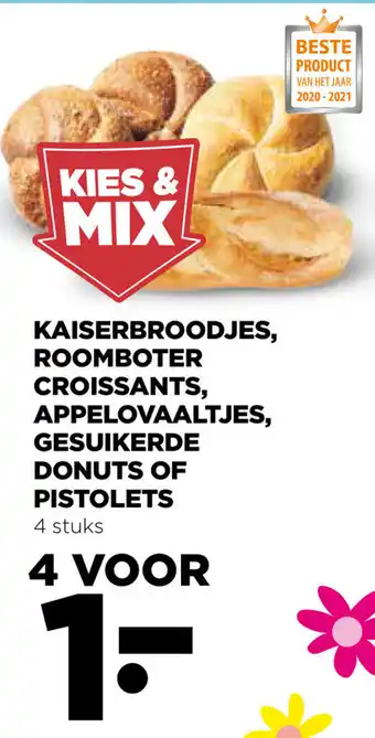 Jumbo Kaiserbroodjes, Roomboter Croissants, donuts ....4st aanbieding