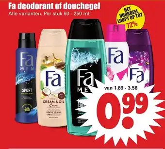 Dirk Fa deodorant of douchegel 50-250 ml aanbieding