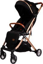Bol.com Ding vivo wandelwagen - zwart/rose - inklapbare buggy - inclusief boodschappenmandje en zonnekap aanbieding