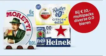 Hoogvliet Bij 10,- multipacks diverse 0.0 bieren aanbieding