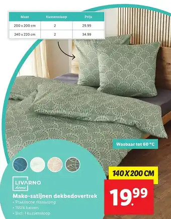 Lidl Livarno home mako-satijnen dekbedovertrek 140 x 200cm aanbieding