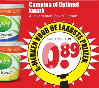 Dirk Campina of Optimel kwark 500gr aanbieding