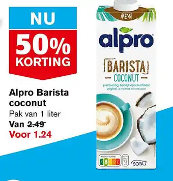 Hoogvliet Alpro Barista coconut Pak van 1 liter aanbieding