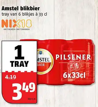 Poiesz Amstel blikbier tray van 6 blikjes à 33 cl aanbieding