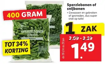 Lidl Sperziebonen of snijbonen 400g aanbieding