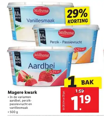 Lidl Magere kwark 500g aanbieding
