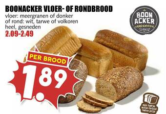 MCD Supermarkt Boonacker Vloer- Of Rondbrood Vloer: Meergranen Of Donker Of Rond : Wit, Tarwe Of Volkoren Heel, Gesneden aanbieding