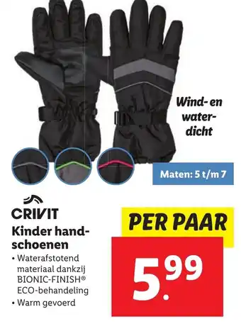 Lidl Crivit kinder hand-schoenen aanbieding