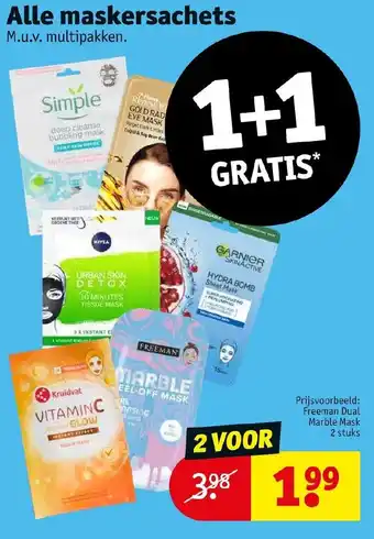 Kruidvat Alle maskersachets 1+1 gratis aanbieding