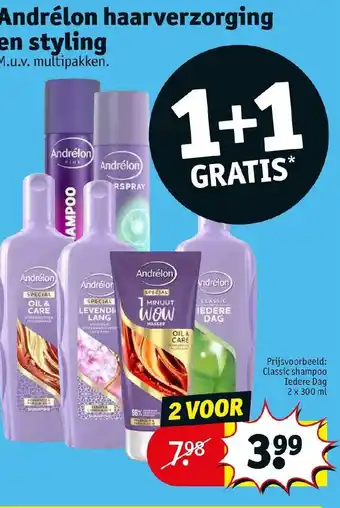 Kruidvat Andrelon haarverzorging en styling 1+1 gratis aanbieding