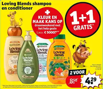 Kruidvat Loving blends shampoo en conditioner 1+1 gratis aanbieding