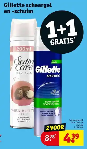 Kruidvat Gillette scheergel en -schuim 1+1 gratis aanbieding