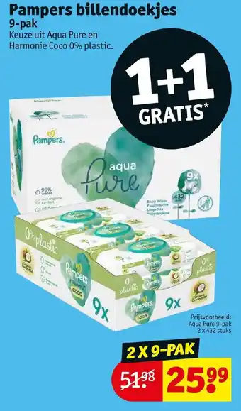 Kruidvat Pampers billendoekjes 9-pak 1+1 gratis aanbieding