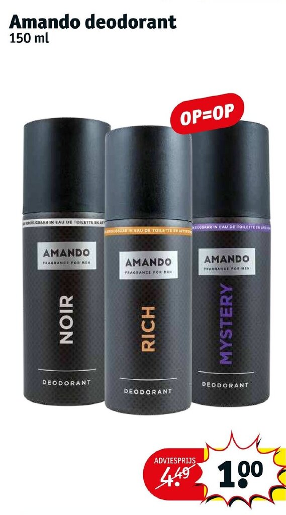 Amando deodorant 150ml aanbieding bij Kruidvat