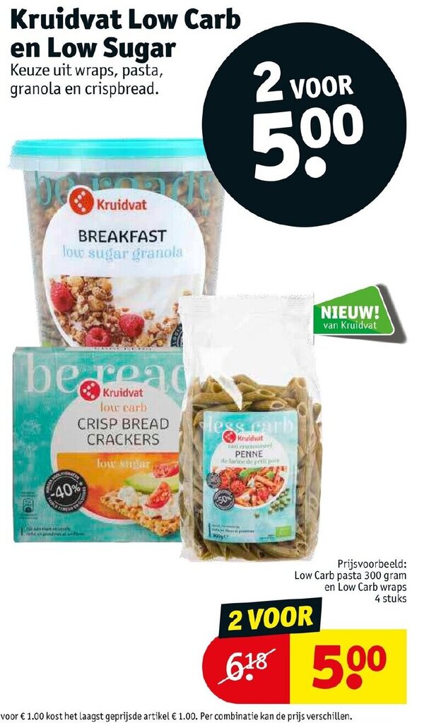 Kruidvat low carb en low sugar aanbieding bij Kruidvat
