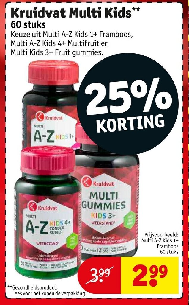 Kruidvat multi kids 60 stuks aanbieding bij Kruidvat