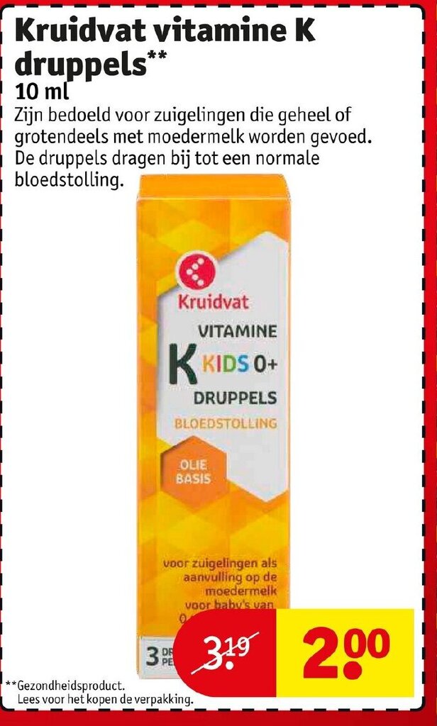Kruidvat vitamine K druppels 10ml aanbieding bij Kruidvat