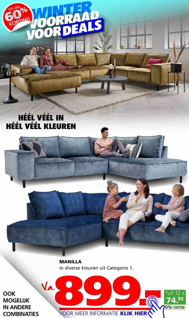Manilla hoekbank aanbieding bij Seats and Sofas