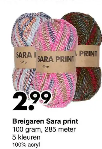 Wibra Breigaren sara print aanbieding