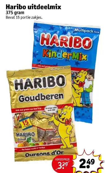 Kruidvat Haribo uitdeelmix 375 gram aanbieding