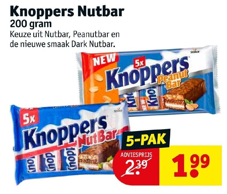 Knoppers Nutbar 200 gram 5pak aanbieding bij Kruidvat