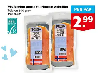 Hoogvliet Vis Marine Gerookte Noorse Zalmfilet 100 gram aanbieding