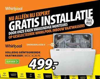 Expert Whirlpool Volledig Geïntegreerde Vaatwasser | WCIC 3C26 PE aanbieding